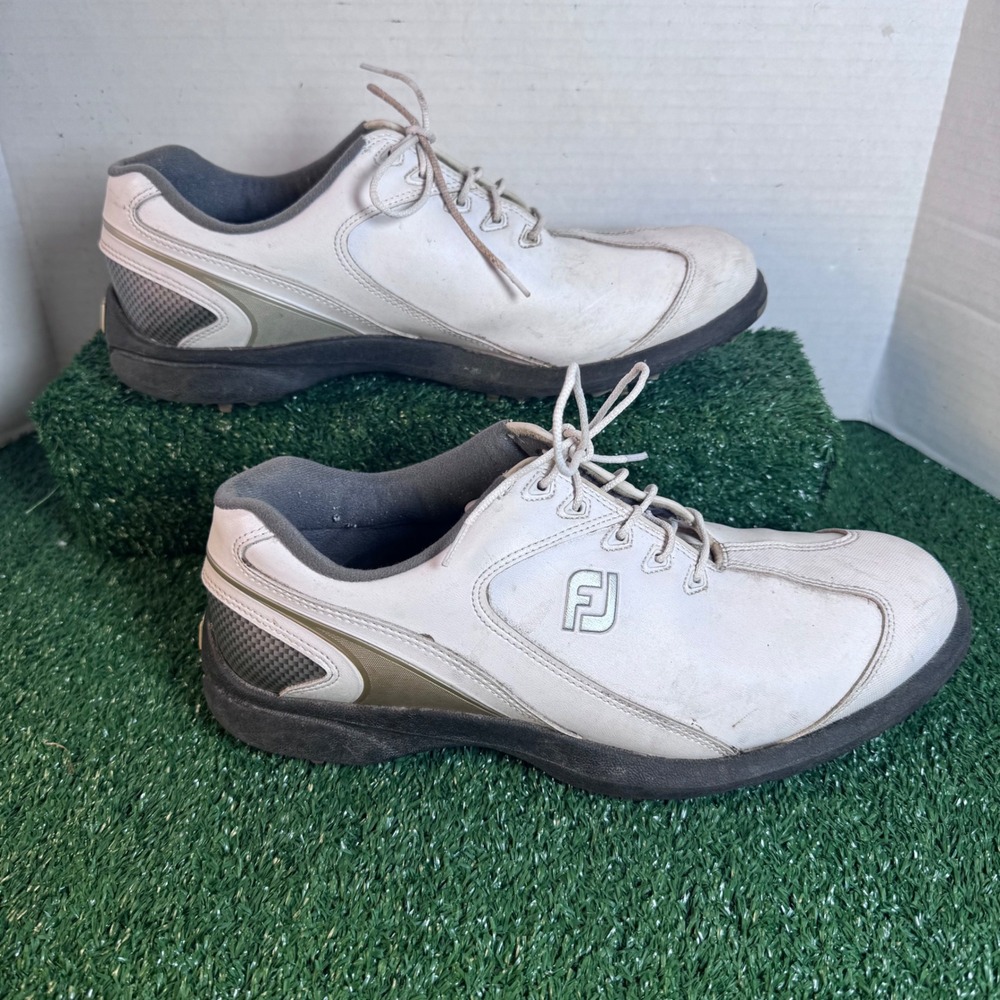 FootJoy Sport LT Mens White Silver Golf Shoes Spiked 58035 Size 10.5 M